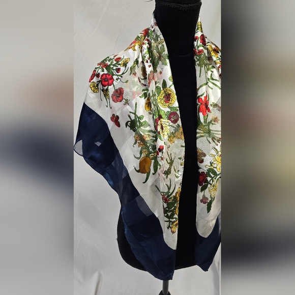 Vtg women scarf mid century cottagecore preppy romantic bloomcore earthy career - Picture 5 of 6